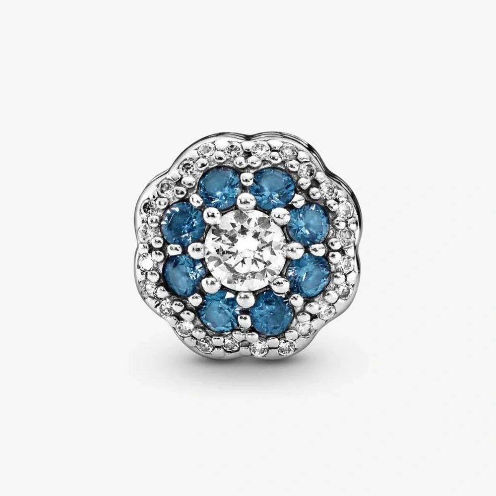 Blue Sparkle Flower Charm